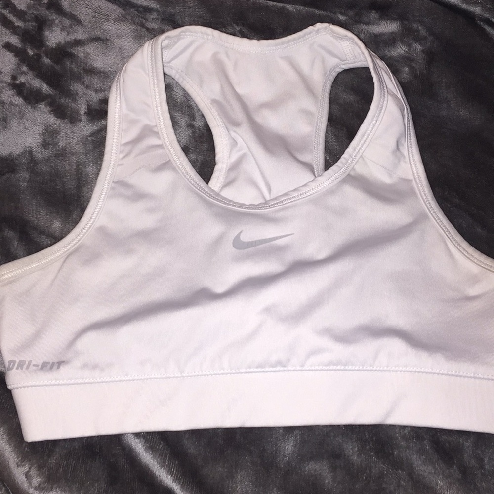 all white nike sport bra
